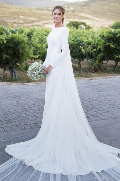 Long Sleeve Mermaid Country Wedding Dresses Vestios De Marriage Hot Selling New Court Train Vintage Backless Satin Bridal Gowns W276