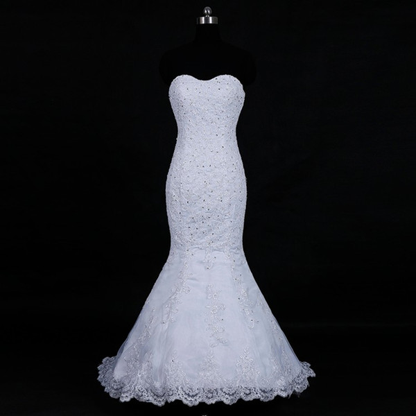 LE CELEBRE Lace Mermaid Wedding Dresses Lace Up Sweetheart Wedding Gowns Sweep Train Real Photo