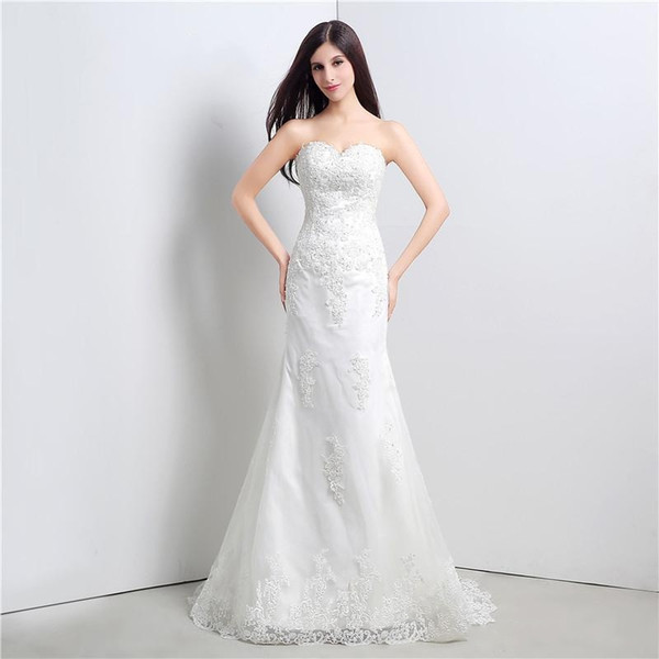 Elegant Gowns Sweetheart With Appliques Mermaid Tulle Long Wedding Party Bride Dresses for Women Wedding Dresses DH4203