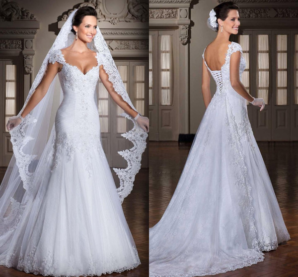 New Arrival Vestidos De Noiva Tulle/Applique Beaded Wedding Dresses Bridal Gowns Detachable Train Plus Size Wedding Dresses DH4147