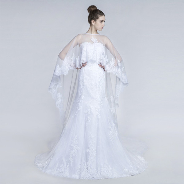 Two Pieces Lace Mermaid Wedding Dress High Quality Lace Long Bolero New Arrival Bridal Gowns