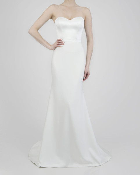 Sexy Ivory Satin Mermaid Wedding Dress Nice Cut Long Sweep Train Wedding Dresses Bridal Gowns New Arrival Cheap