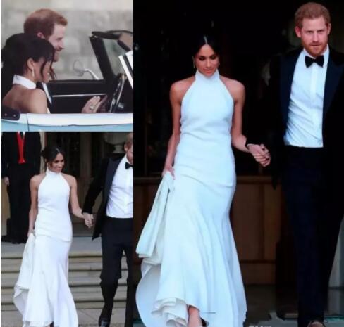 Meghan Markle Wedding Dresses Floor Length Chiffon Simple Sheath Bridal Gowns Sleeveless Beach Wedding Dress vestidos de novia