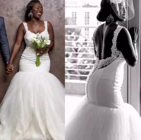 African Plus Size Wedding Dresses Sweetheart Lace Sexy Backless Mermaid Wedding Gowns Sleeveless Beach Bridal Dress