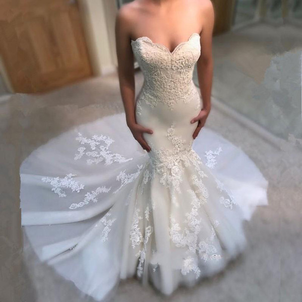 ZYLLGF High Quality Mermaid Bridal Wedding Dress Sleeveless Sweetheart Floor Length Bridal Gowns With Appliques Custom Made