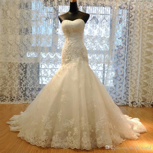 SEXY WHITE LACE MERMAID SEE THROUGH LONG SLEEVES WEDDING DRESS DRESSES PARTY GOWN