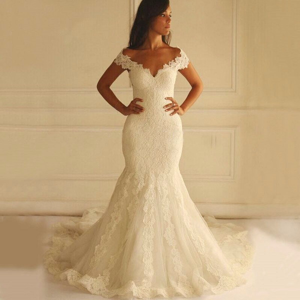 Robe de mariage princesse Mermaid Wedding Dress 2017 Lace Appliques Vintage Sweetheart Wedding Dress Lace Back Wedding Gown