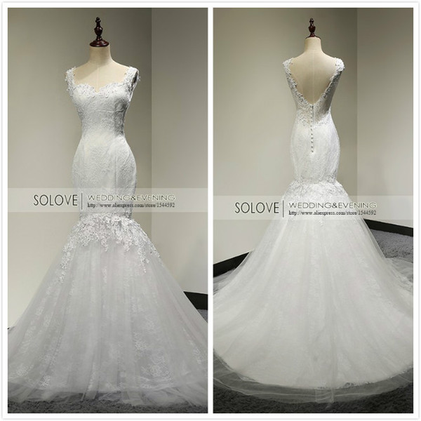 New Appliques Sweetheart Chapel Train Sexy Lace Wedding Dress Bridal Gown vestidos de novia 2015 (SL-W141)