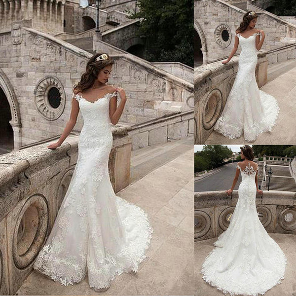 Wedding dresses mermaid Mermaid wedding dress Berta bridal Elegant Off the Shoulder White Lace Mermaid Long Wedding Dresses HS224