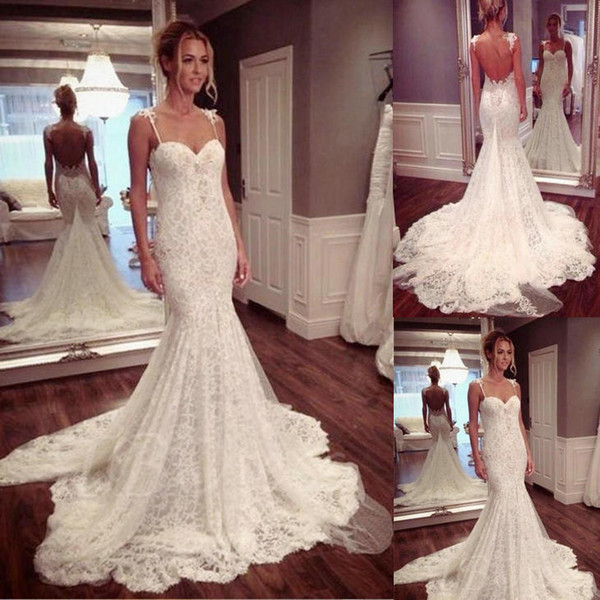 mermaid wedding dress wedding dress berta bridal Sexy Long Strap Sweetheart Backless Mermaid Lace Wedding Dresses HS247