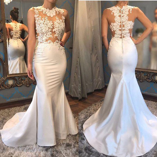 Mermaid Wedding Gowns Lace Cheap 2016 Wedding Dresses Satin Wedding Dresses Bridal Gown Long Formal Party Celebrity Dresses