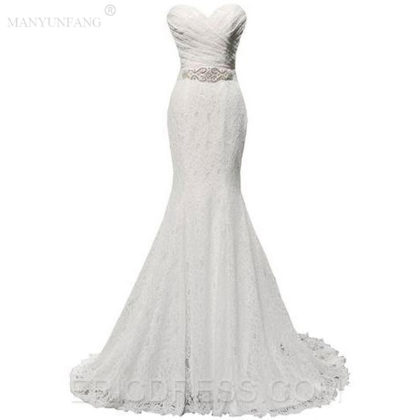 Luxury Vintage Lace Applique Chapel Train Mermaid Wedding Dresses Dubai Arabic Pleat Upper Princess Modest Bridal Dress