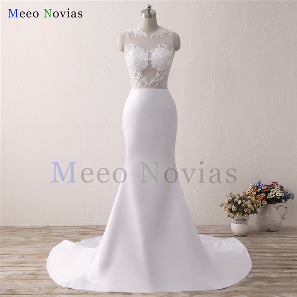 100% Real Photo Custom Made White Lace Mermaid Wedding Dresses New Arrival Stain Wedding Gowns Sexy See Through Back Bride Dress