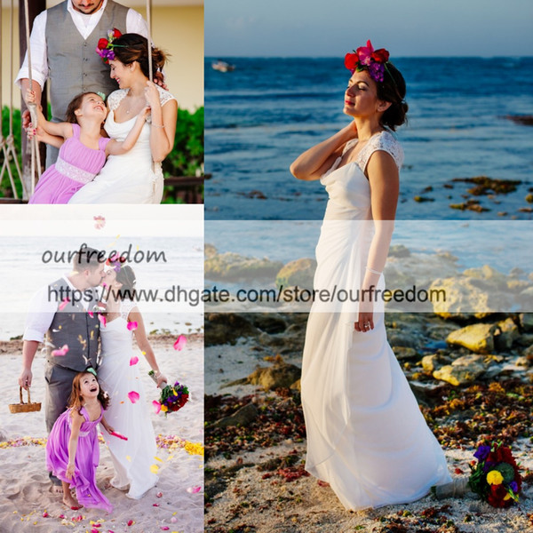 Bohemian Beach Spaghetti Straps Wedding Dresses Sexy Backless Chiffon Floor Length Cheap Pleats Garden Outdoor Bridal Gown Custom Made