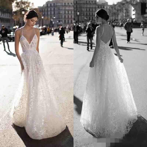 Gali Karten Sexy Cheap Wedding Dresses Bridal Gowns Halter Neckline Backless Floor Length Bohemia Lace Appliqued