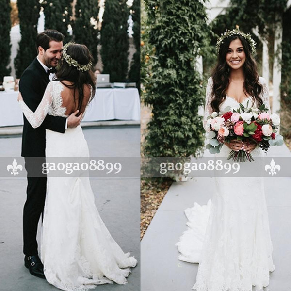 Hot Sale Sexy Cheap Lace Wedding Dresses Bridal Gowns V Neck Open Back vestido de noiva em renda