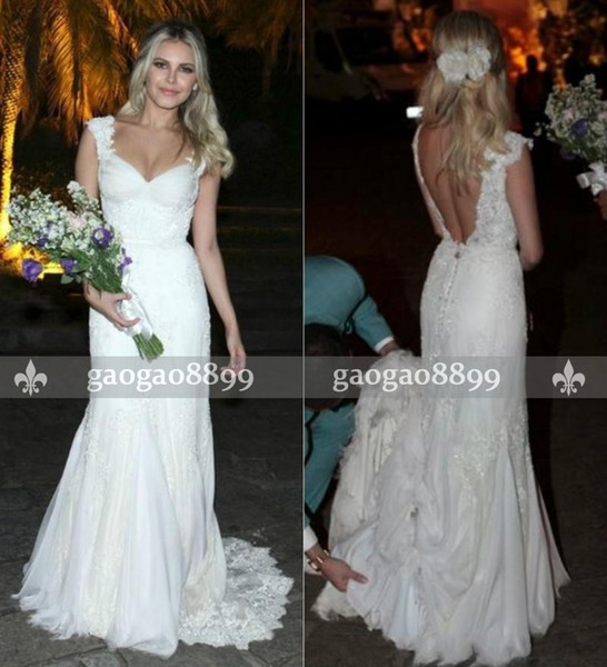 New Arrival Sexy Lace Tulle Lace Wedding Dresses Bridal Gowns vestido de noiva em renda V Neck Open Back