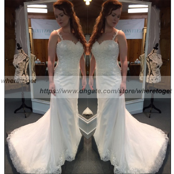 Vintage country Wedding Dresses keyhole Spaghetti Straps lace Bridal Gowns slim tulle Open Back Sheath Column Summer Cheap wedding gowns