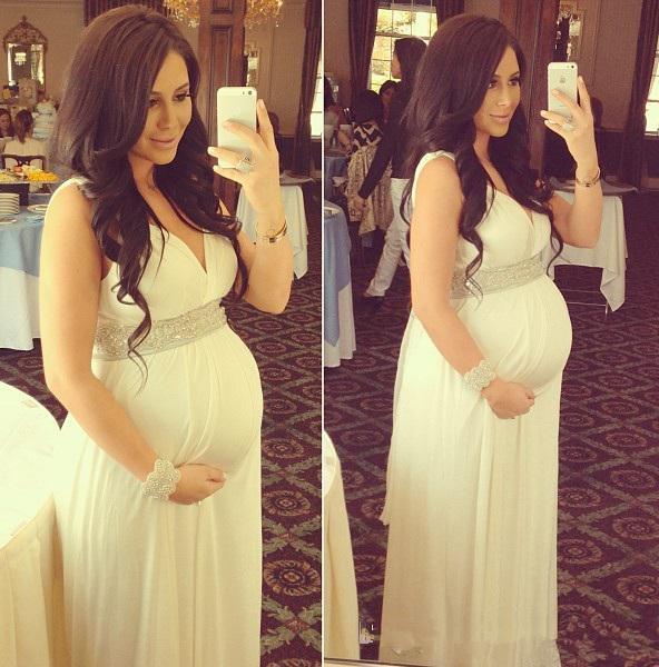 Empire Maternity Beach Wedding Dresses Hot Sale Vestios De Marriage Floor Length Sleeveless V-Neck Beads Sash Chiffon Bridal Gowns W182