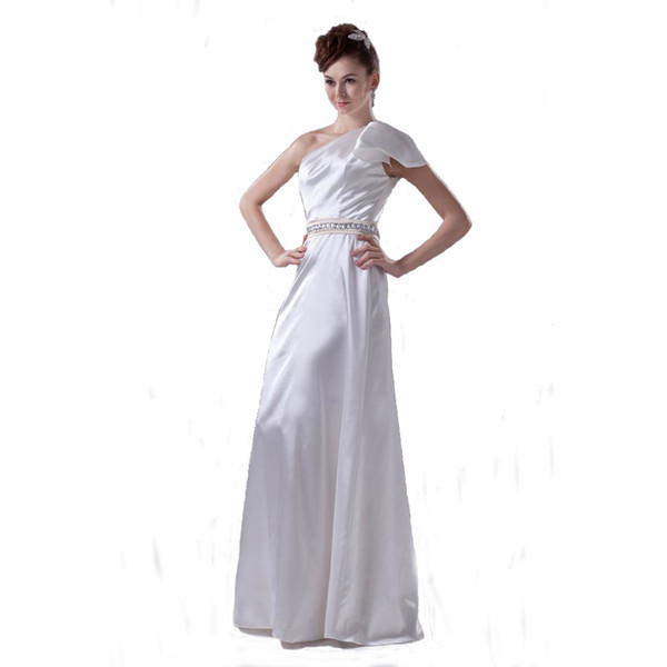 2017 Autumn Collection One Shoulder Formal Wedding Dress Floor Length Beaded Waistline Good Quality Bridal Gown