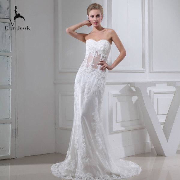 Eren Jossie Young Ladies Fashion Sweetheart Sheath Design Wedding Stunning Dress With Bones See Through Bodice