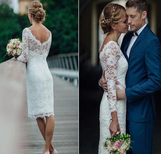Summer Short Wedding Dresses Tea Length Simple White Ivory Short Sheath Wedding Dresses Bridal Party Gowns