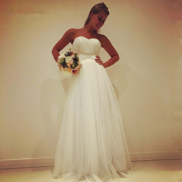 Simple Wedding Dress White Sweetheart Tulle Pleat Off the Shoulder Cheap Wedding Dress Made In China Sheath Wedding Dresses Vestido De Noiva