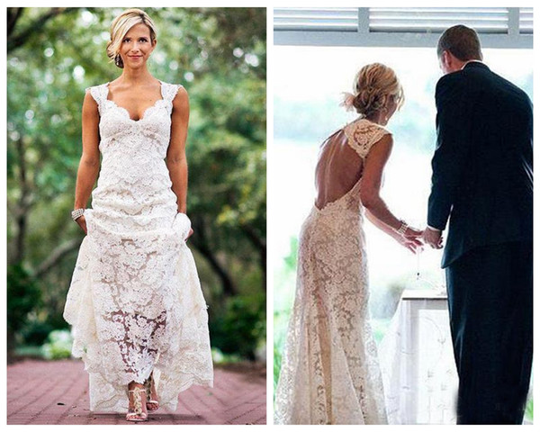 Sheath Wedding Dress V Neck Keyhole Back Cap Sleeve Floor Length Illusion Vestidos De Noiva Bridal Dress White Simple Wedding Gowns