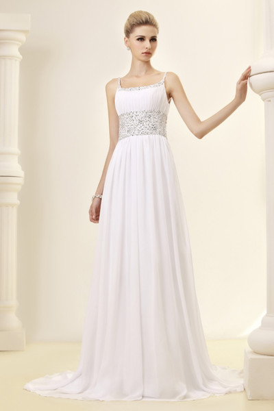 Newest Beading Chiffon Lace Up Beach Wedding Dress A-Line Court Train Wedding Dress Arabic Bridal Gowns Custom Made Vestidos De Novia