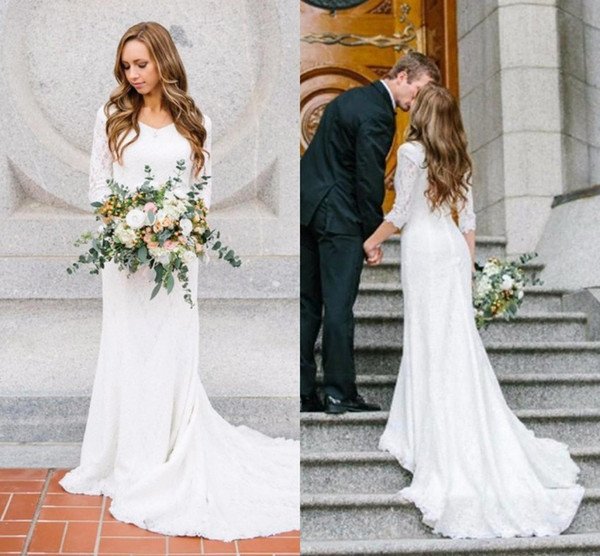 vestido de noiva Beach Wedding Dresses Long Sleeves Lace Applique Sexy Garden Bohemian Country Wedding Gowns BA4690