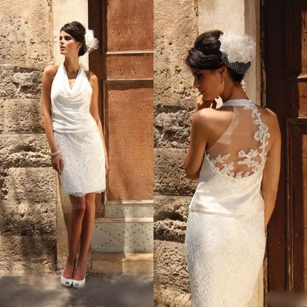 sexy bohemian knee length short beach wedding dresses