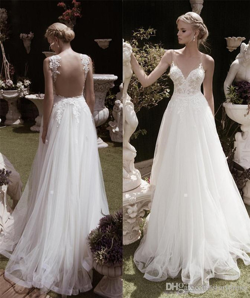 Design Princess Wedding Dresses Turkey Sexy Deep V neck Lace bridal gown Illusion Bodice Backless Beach Wedding Dress For Cheap
