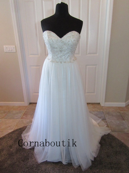 Sweetheart Beaded Tulle A Line Wedding Dress Bridal Gown Casamento Robe De Mariage Vestido De Noiva