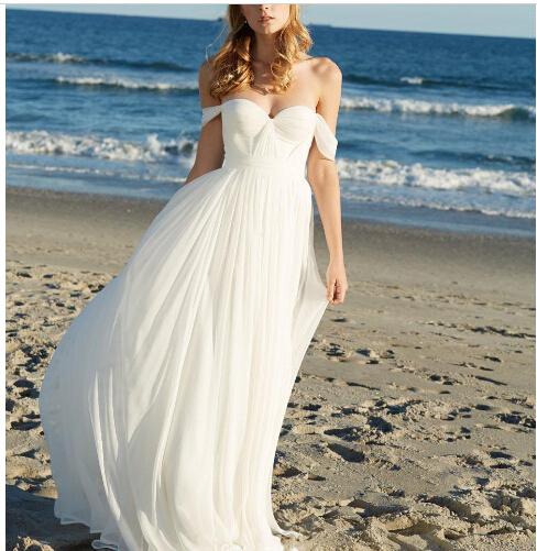 Beach Wedding Dress 2017 New Off Shoulder Short Sleeve Sexy Backless Organza Bridal Dress Floor-Length vestido de casamento robe de mariage