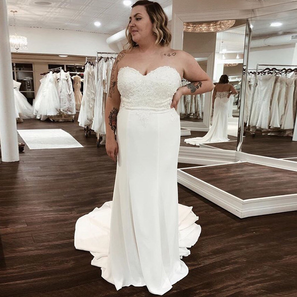 Vestido De Novia New White Ivory Plus Size Beach Wedding Dresses Sweetheart Neckline Appliques Chiffon Simple Bridal Dress Custom