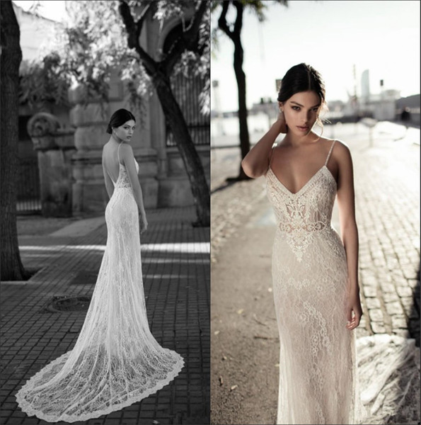 Spaghetti Straps Sheath Wedding Dresses Lace Backless Simple Cheap Country Plus Size Wedding Bridal Gowns