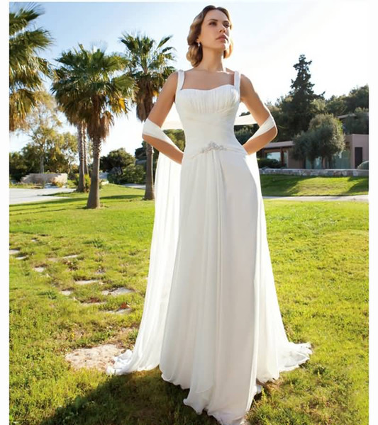 Vintage Sheath Wedding Dresses Chiffon Sweep Train Bohemian Style Simple Casamento Bridal Gowns Cheap 2017 Vestido de noiva