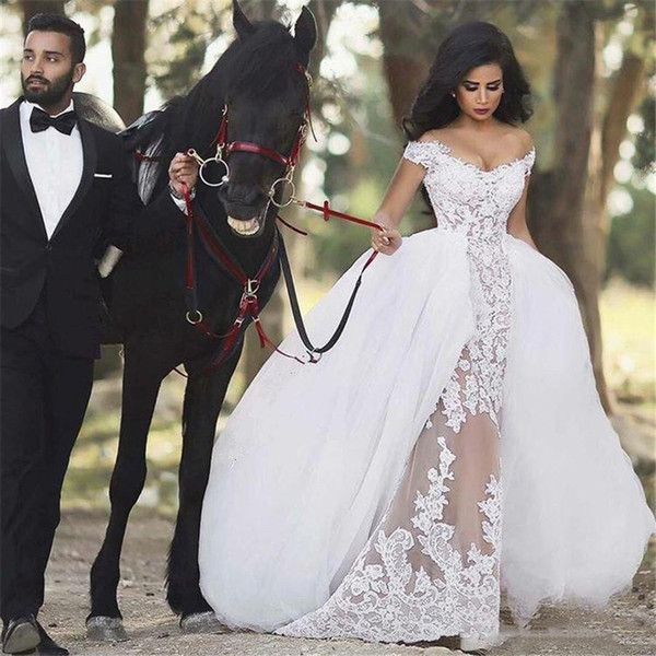country style boho lace wedding dresses with detachable skirt bridal gowns Vestidos De Novia bohemian wedding dress short sleeves lace
