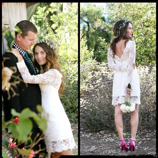 Fashion New Garden Short Lace Wedding Dress with Long Sleeve Modest Casual Romantic Bridal Gowns Wedding Guest Dresses Romantic Custom Size