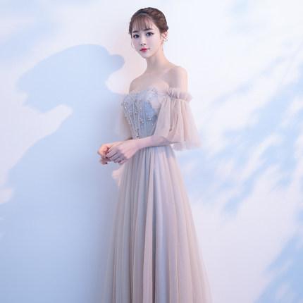 Wedding dress is sweet a word shoulder drag end to end lace pull end wedding dress