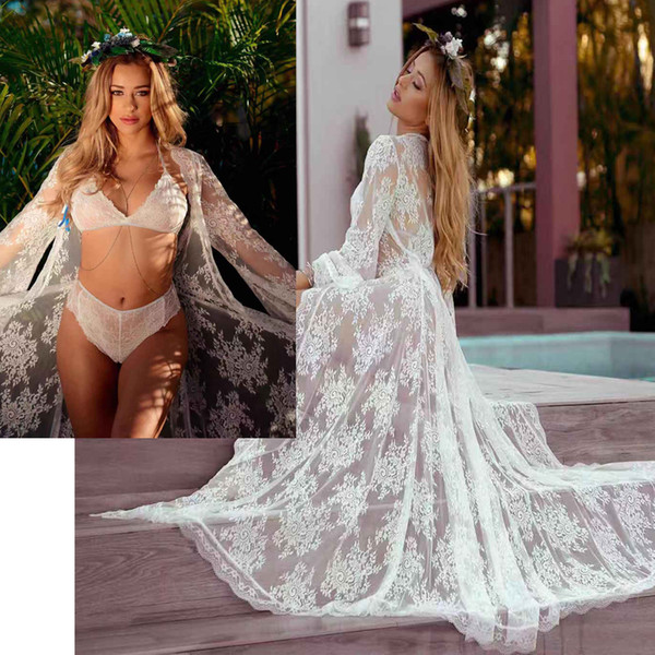 2018 New Illusion Long Sleeves Lace Mermaid Wedding Dresses Tulle Applique Court Wedding Bridal Gowns With Buttons