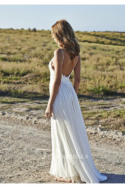 A line beach wedding dresses vestido de casamento Bridal Dresses LWD053