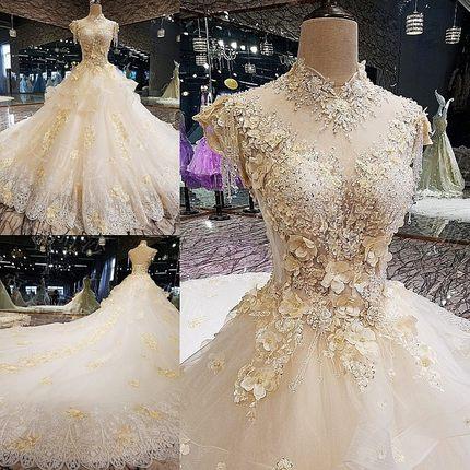 new Korean version of lace, thin flower, bride's pregnant woman's large tailed wedding dress 334