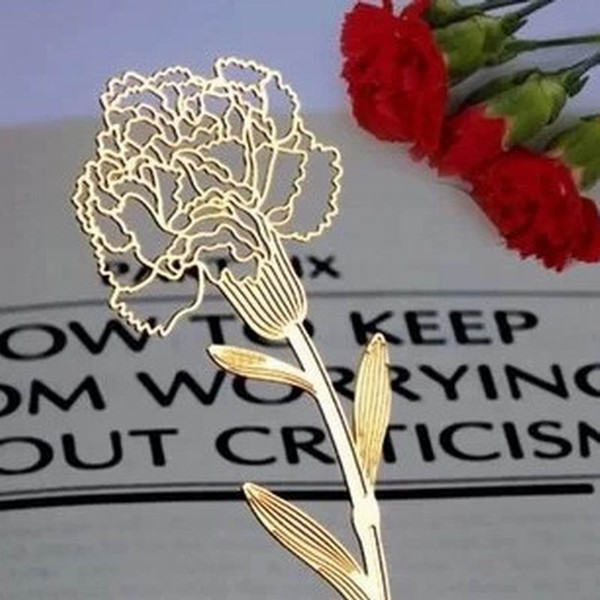 Wholesale Metal Gold Carnations Bookmarks Wedding Favor Gift Birthday Party Favors