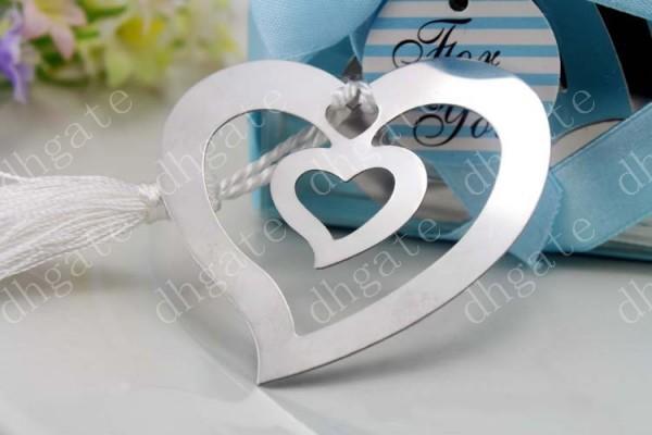200 pcs Heart Silver Bookmarks Wedding Favors Gifts Metal Bookmarks Hot Sell Wedding Collections 