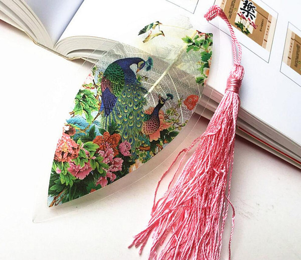 20pcs Natural Dried Leaf Veins Peacock Bookmark Book card For Wedding Baby Shower Party Birthday Favor Gift Souvenirs Souvenir