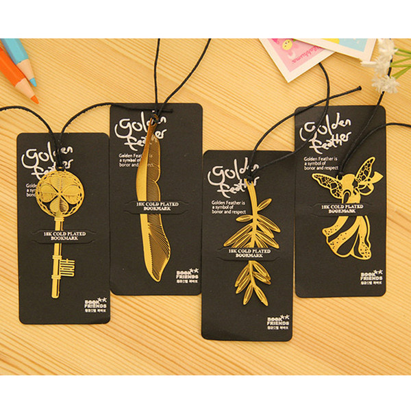 Stylish Gold Plated Hollow Animal Feather Bookmarks Book Mark Office Supplies, High quality, Hot, free shipping