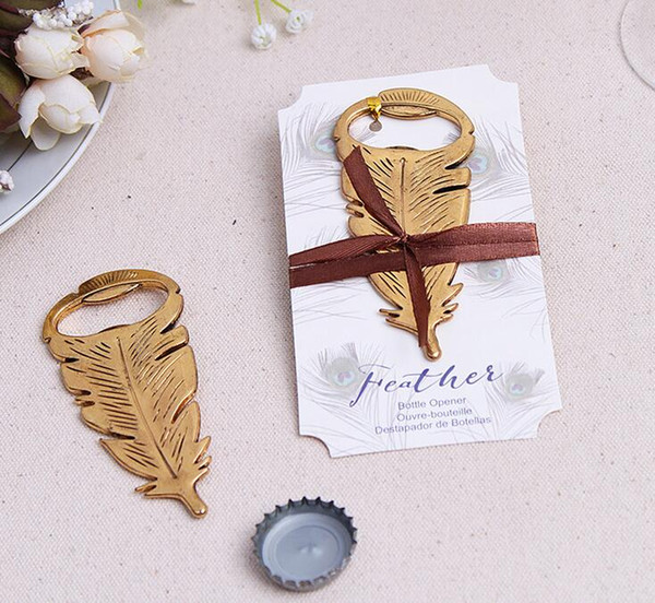 peacock feathers bottle opener gold bottle opener favors elegant wedding present gift box wedding favors party guests gifts