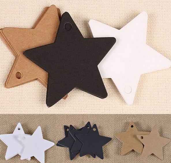 Five pointed star tag Christmas Wedding label6*6CM bookmarkhand made pendant 100pcs