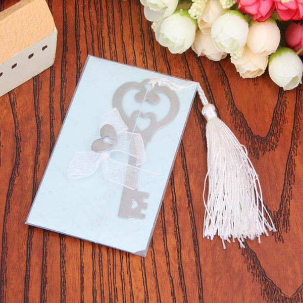 High Quality Key Shaped Metal Bookmark Wedding Decoration Bookmark Baby Shower Party Favors Gifts Office School Xmas Gift